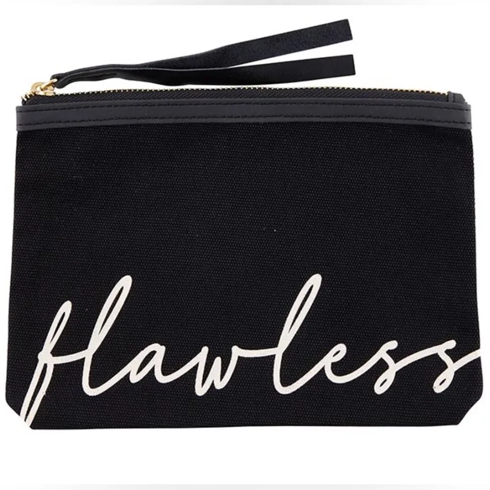 Bella Sleep + Spa Black Flawless Canvas Makeup‎ Bag Pouch NWT